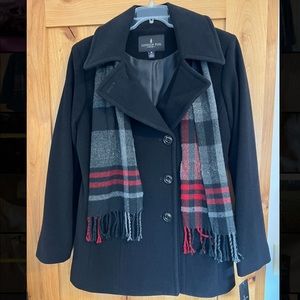 London Fog womens black pea coat size medium.  New.